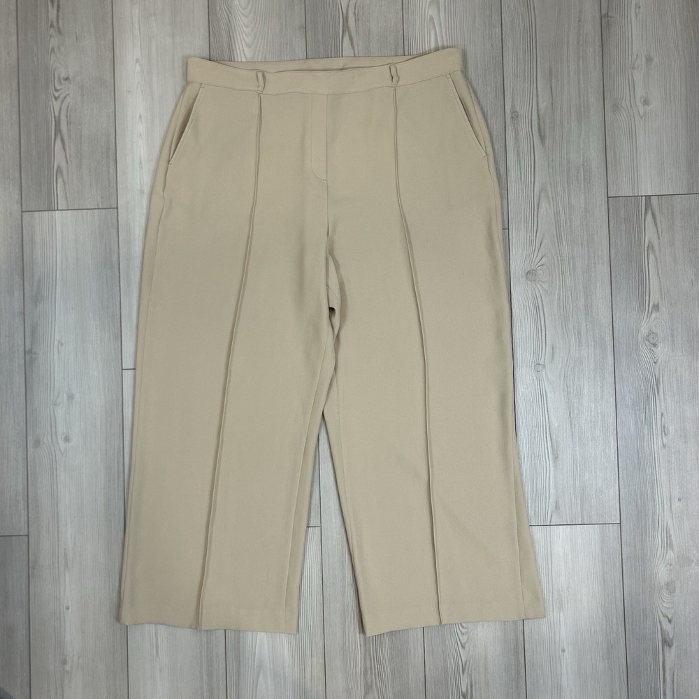 SPANX Light Beige Cropped Wide-Leg Trousers
